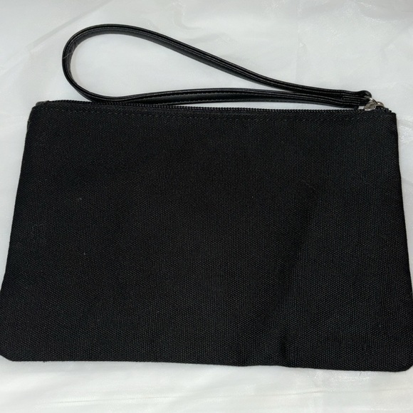 Victoria’s Secret Black Canvas with Sequins Wristlet/ Cosmetic Pouch - Picture 2 of 3
